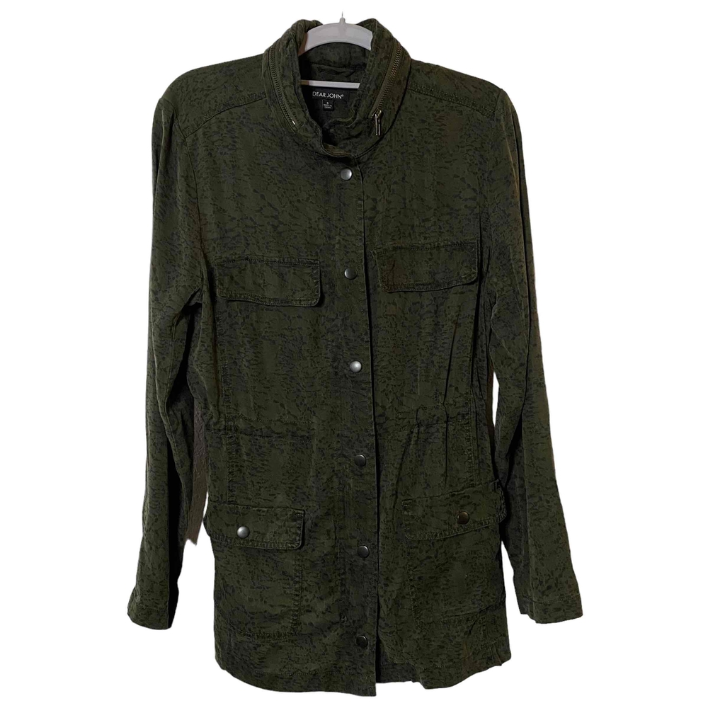 Dear John Women Dark Green‎ Hidden Hood Cinched Pockets Utility Jacket Size S